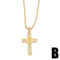 Fashion Zircon Cross Pendant Copper Necklace Simple Accessories sku image 2