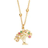 Fashion Tree Of Life Pendant Inlaid Color Zircon Virgin Mary Copper Necklace sku image 2