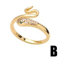 Fashion Simple Opening Adjustable Snake-shaped Zircon Copper Ring sku image 2
