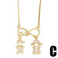 Cartoon Puppet Heart Zircon Couple Copper Gold-plated Inlaid Zircon Necklace sku image 2