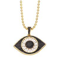 Fashion Hip-hop Devil's Eye Pendant Copper Gold-plated Inlaid Zircon Necklace sku image 3