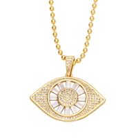 Fashion Hip-hop Devil's Eye Pendant Copper Gold-plated Inlaid Zircon Necklace sku image 1