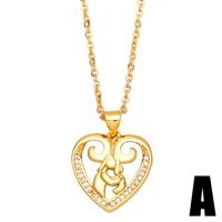 Letter Mom Heart-shaped Copper Gold-plated Inlaid Zircon Necklace Mother's Day Jewelry sku image 1