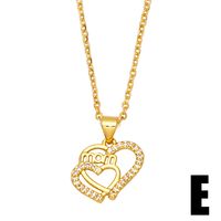 Letter Mom Heart-shaped Copper Gold-plated Inlaid Zircon Necklace Mother's Day Jewelry sku image 5