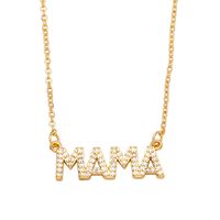 Fashion Letter Mama Pendant Copper Gold-plated Inlaid Zircon Necklace sku image 1