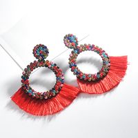 Boucles Oreilles Grandes Géométriques Colorées À Pompon En Strass À La Mode sku image 4