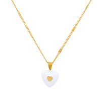 Fashion Enamel Dripping Oil Double Heart Pendant Necklace sku image 1