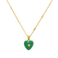 Fashion Enamel Dripping Oil Double Heart Pendant Necklace sku image 2
