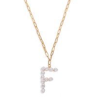 Fashion Simple Couples English Letters Pearl Alloy Necklace sku image 6