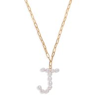 Fashion Simple Couples English Letters Pearl Alloy Necklace sku image 10