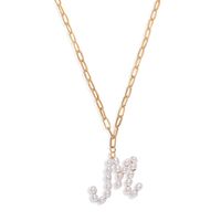 Fashion Simple Couples English Letters Pearl Alloy Necklace sku image 13