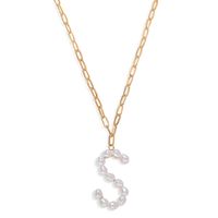 Fashion Simple Couples English Letters Pearl Alloy Necklace sku image 19