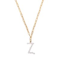 Fashion Simple Couples English Letters Pearl Alloy Necklace sku image 26