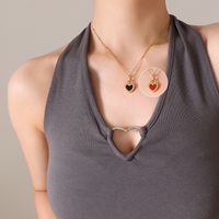 Fashion Simple Double-sided Heart-shaped Shell Titanium Steel Necklace sku image 1