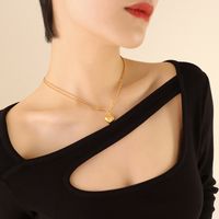 Mode Einfache Herzförmige Anhänger Nähte Titan Stahl Halskette sku image 1