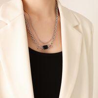 Fashion Simple Zircon Double-layer Titanium Steel Necklace sku image 2