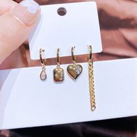 Fashion 4-piece Set Copper Chain Tassel Star Water Drop Heart-shaped Earrings sku image 1
