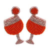 New Hand-beaded Pearl Diamond Cup Pendant Earrings sku image 3