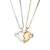 Fashion Black And White Couple Broken Heart Necklace 2-piece Set Alloy sku image 2