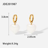 Fashion White Jade Heart-shaped Pendant Titanium Steel Earrings sku image 1