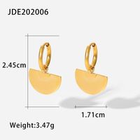 18k Gold Glossy Fan-shaped Semicircle Pendant Stainless Steel Earrings sku image 1