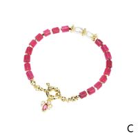 New Mixed Color Stone Beaded Seabed Small Animal Pendant Diamond Copper Bracelet sku image 3