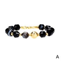 Fashion Geometric Faceted Beaded Blue Stone Copper Gold-plated Bead Bracelet sku image 1