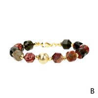 Fashion Geometric Faceted Beaded Blue Stone Copper Gold-plated Bead Bracelet sku image 2