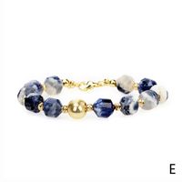 Bracelet De Perles En Cuivre Plaqué Or Avec Pierre Bleue À Facettes Géométriques À La Mode sku image 5
