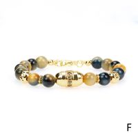 New Copper Zircon Capsule Pendant Semi-precious Stone Green Tiger Eye Gold Bead Bracelet sku image 6