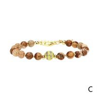 Fashion Semi-precious Stones Black Agate Gold Bead Drip Oil Copper Bracelet sku image 3
