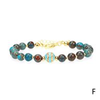 Fashion Semi-precious Stones Black Agate Gold Bead Drip Oil Copper Bracelet sku image 7