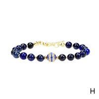 Fashion Semi-precious Stones Black Agate Gold Bead Drip Oil Copper Bracelet sku image 10