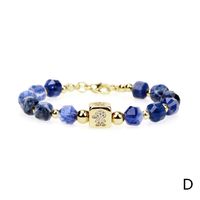 New 8mm Section Map Blue Stone Beaded Diamond-encrusted Copper Bracelet sku image 6