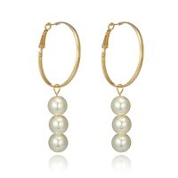 Fashion Ol Jewelry Baroque Pearl Inlaid Alloy Geometric Bead Earrings sku image 1