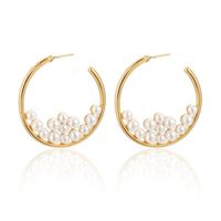 Fashion Ol Jewelry Baroque Pearl Inlaid Alloy Geometric Bead Earrings sku image 2