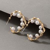 Fashion Ol Jewelry Baroque Pearl Inlaid Alloy Geometric Bead Earrings sku image 9
