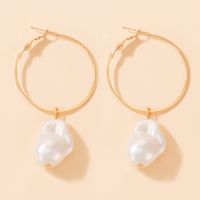 Fashion Ol Jewelry Baroque Pearl Inlaid Alloy Geometric Bead Earrings sku image 4