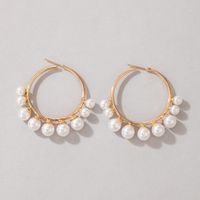 Fashion Ol Jewelry Baroque Pearl Inlaid Alloy Geometric Bead Earrings sku image 6