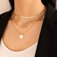 Simple Alloy Disc Hollow Multi-layer Necklace sku image 1