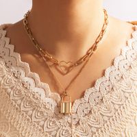 New Jewelry Alloy Heart-shaped Lock Two-layer Necklace Wholesale sku image 3