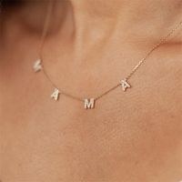 Mode-diamant-buchstaben-halskette Einfache Verkupferte Halskette Aus 14k Gold sku image 2