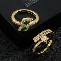 Mode Kupfer Reales Gold Überzogen Micro Intarsien Grün Zirkon Ring Großhandel main image 6