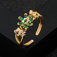 Fashion New Copper Gold-plated Micro Inlaid Zircon Flower-shaped Ring Female main image 5