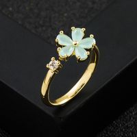 Fashion New Copper Gold-plated Micro Inlaid Zircon Flower-shaped Ring Female main image 6