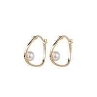 New Pearl Irregular 14k Gold Irregular Round Copper Earrings sku image 1