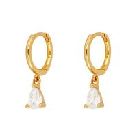 New Water Drop Zircon Earrings Fashion Copper Plated 14k Gold Piercing Jewelry sku image 1