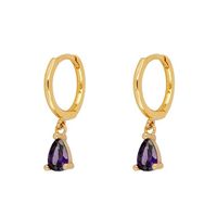 New Water Drop Zircon Earrings Fashion Copper Plated 14k Gold Piercing Jewelry sku image 2