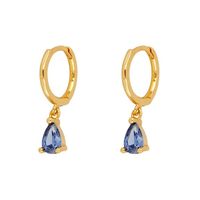 New Water Drop Zircon Earrings Fashion Copper Plated 14k Gold Piercing Jewelry sku image 3