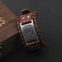 European And American Pirate Bracelet Retro Compass Men's Wide Leather Bracelet sku image 9